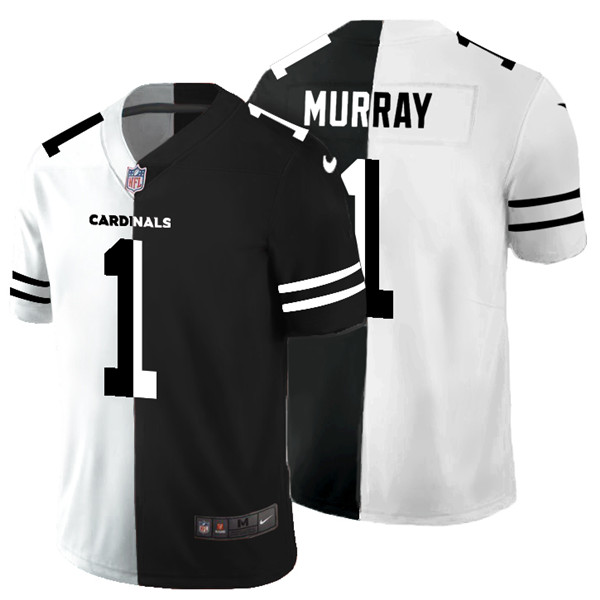 Men's Arizona Cardinals #1 Kyler Murray Black & White Split Limited Stitched Jersey